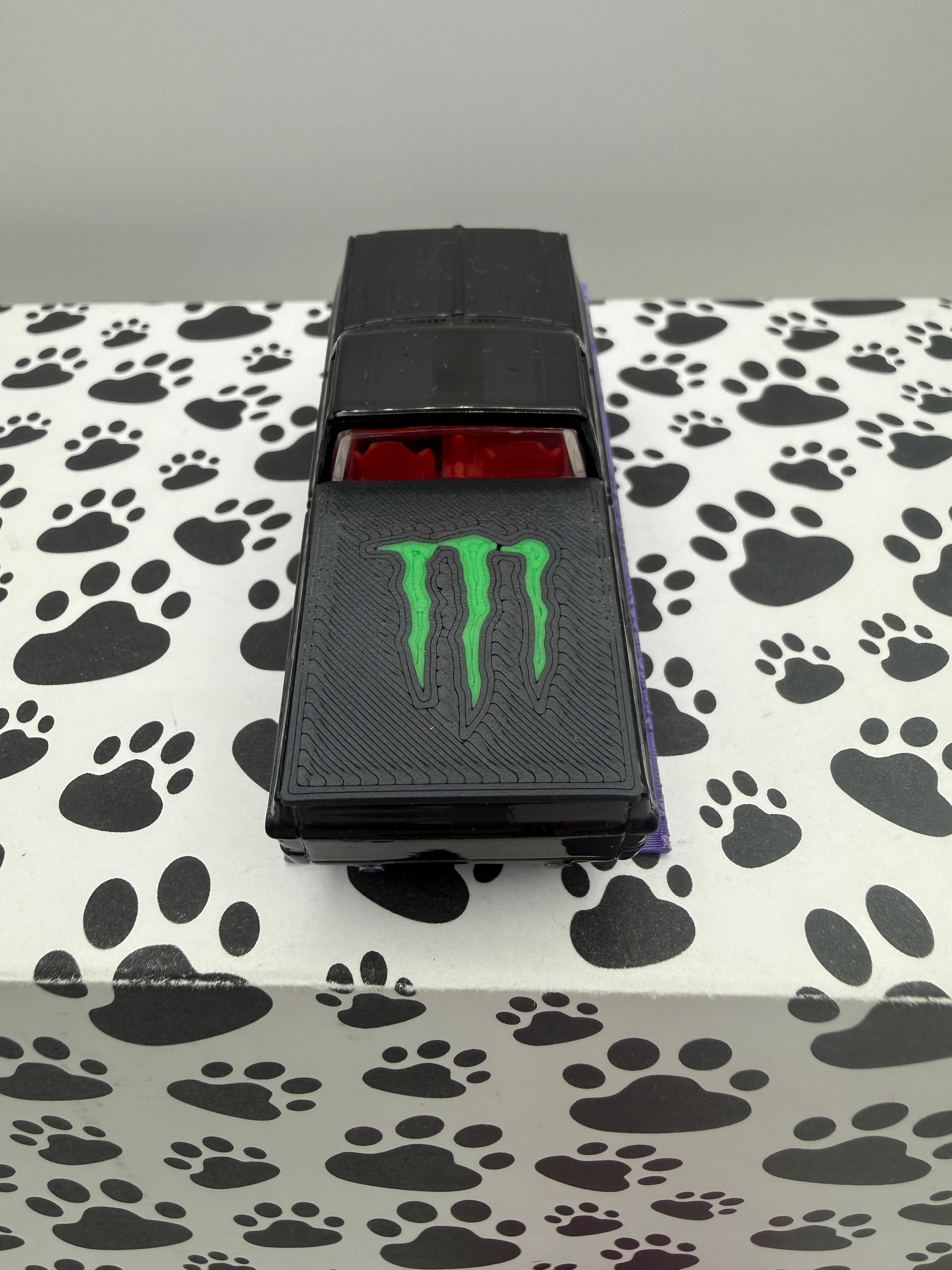 Custom 3D Printed Hot Wheels 83 Silverado bed cover Monster Energy