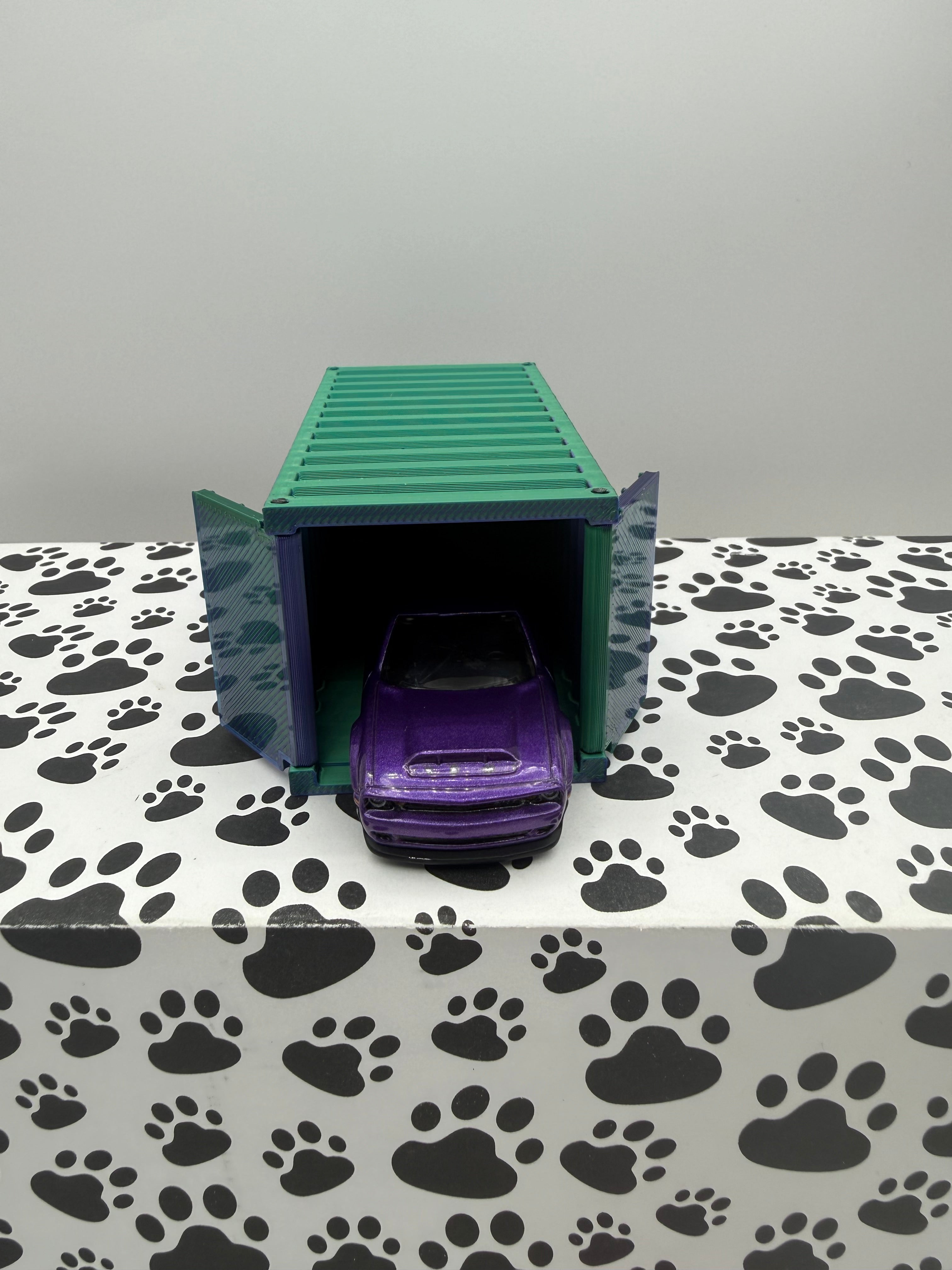 Custom 3D Printed 1/64 scale Shipping Container Chameleon blue/purple/green