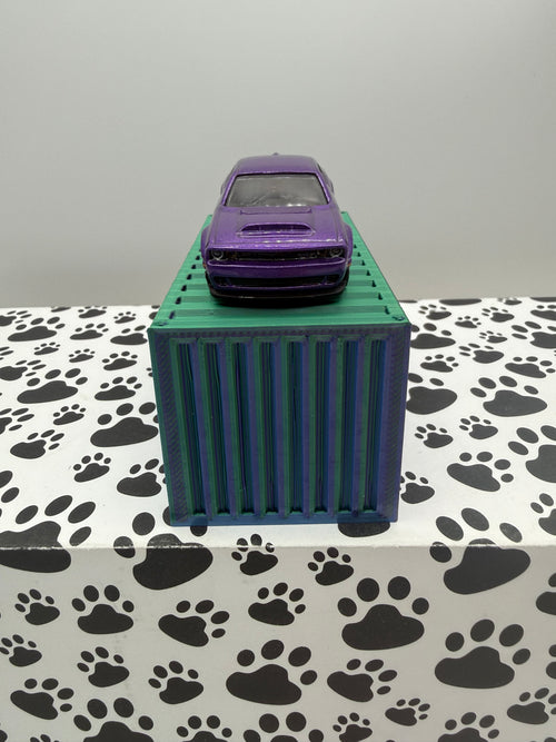 Custom 3D Printed 1/64 scale Shipping Container Chameleon blue/purple/green