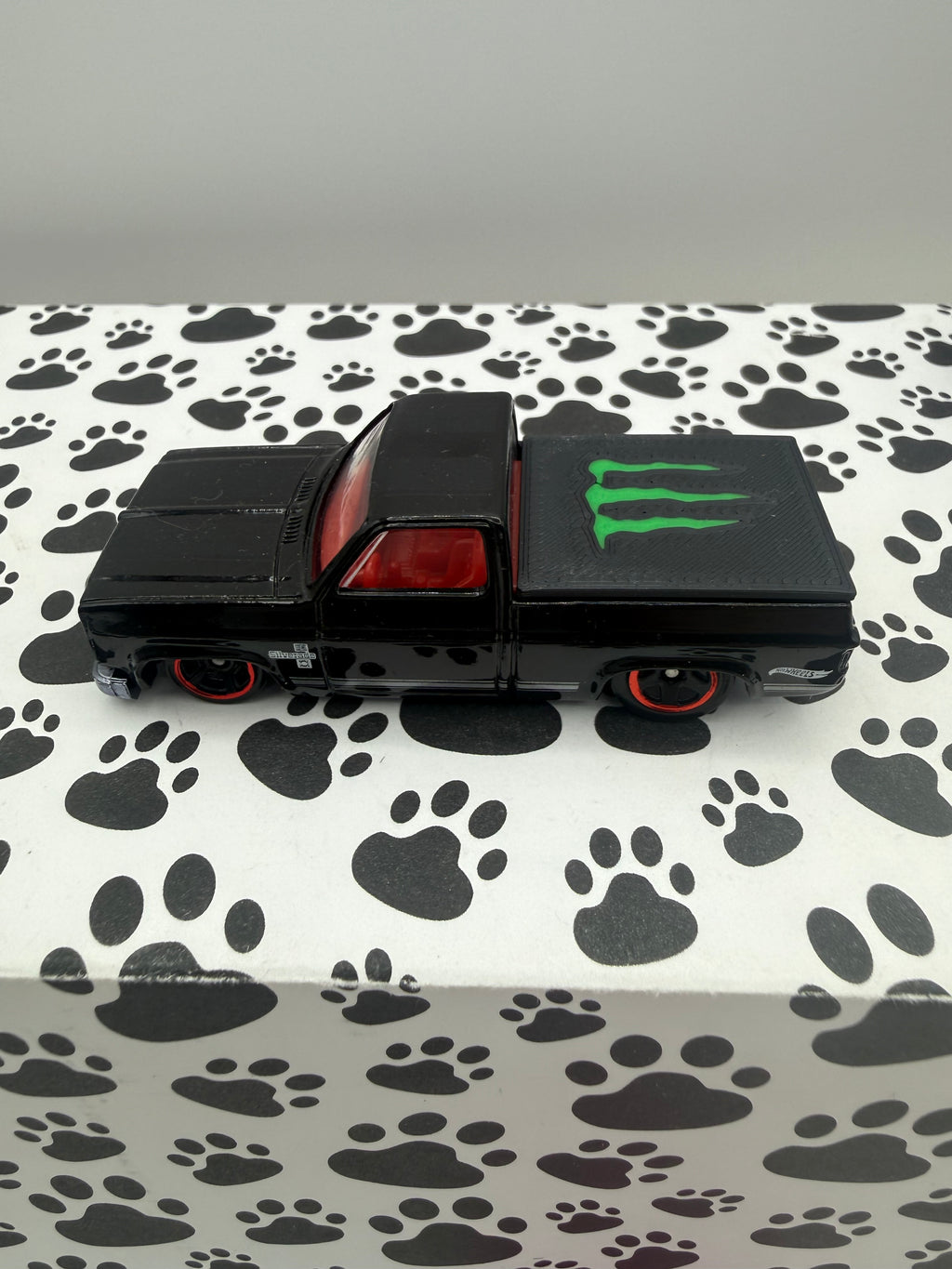 Custom 3D Printed Hot Wheels 83 Silverado bed cover Monster Energy