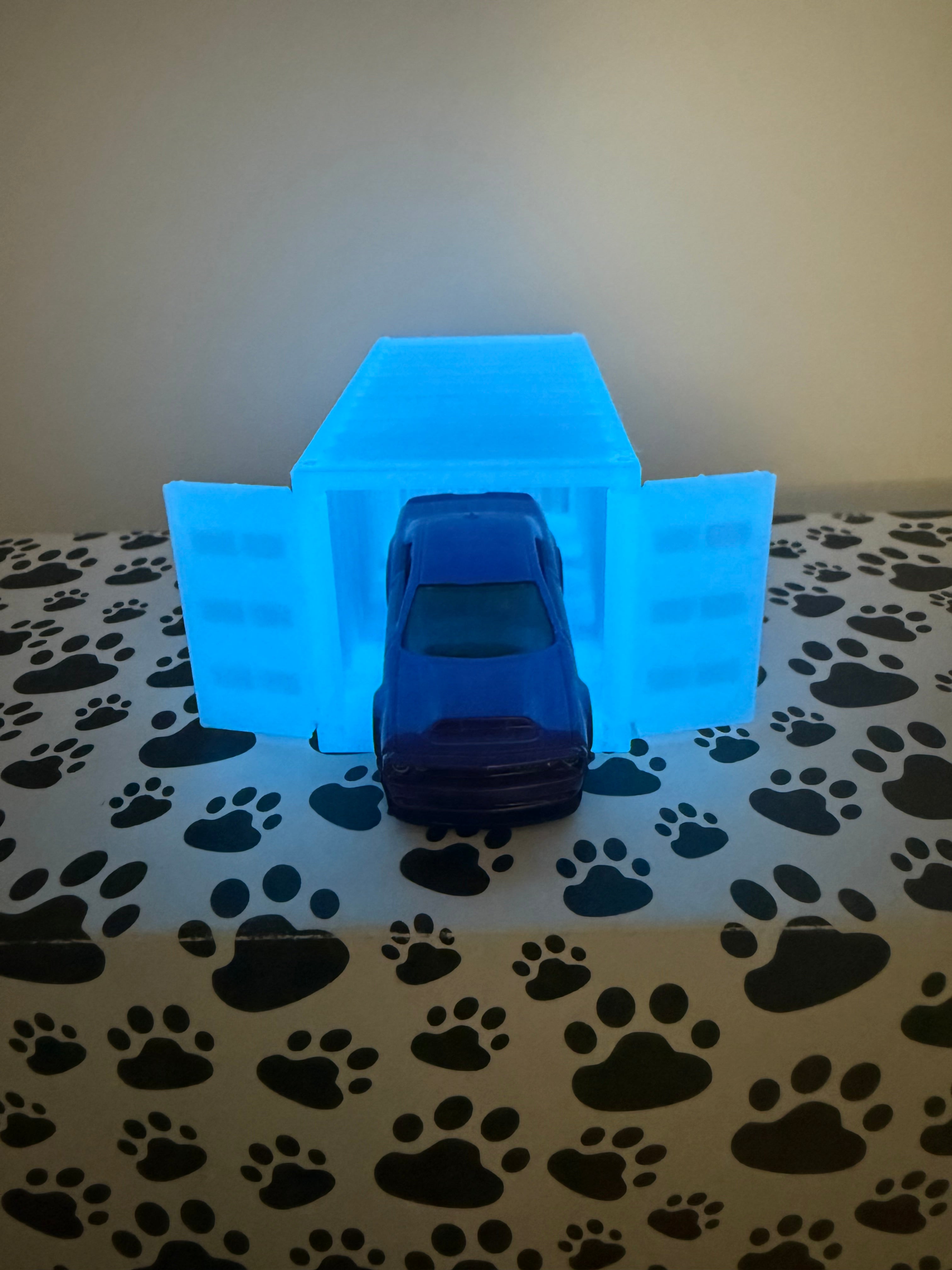 Custom 3D Printed 1/64 scale Shipping Container White/Glow Blue