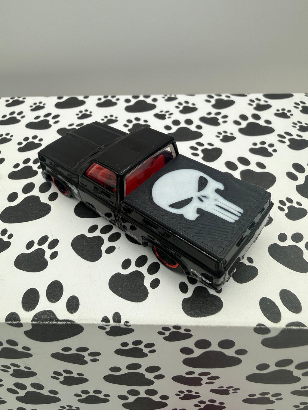 Custom 3D Printed Hot Wheels 83 Silverado bed cover Punisher Skull