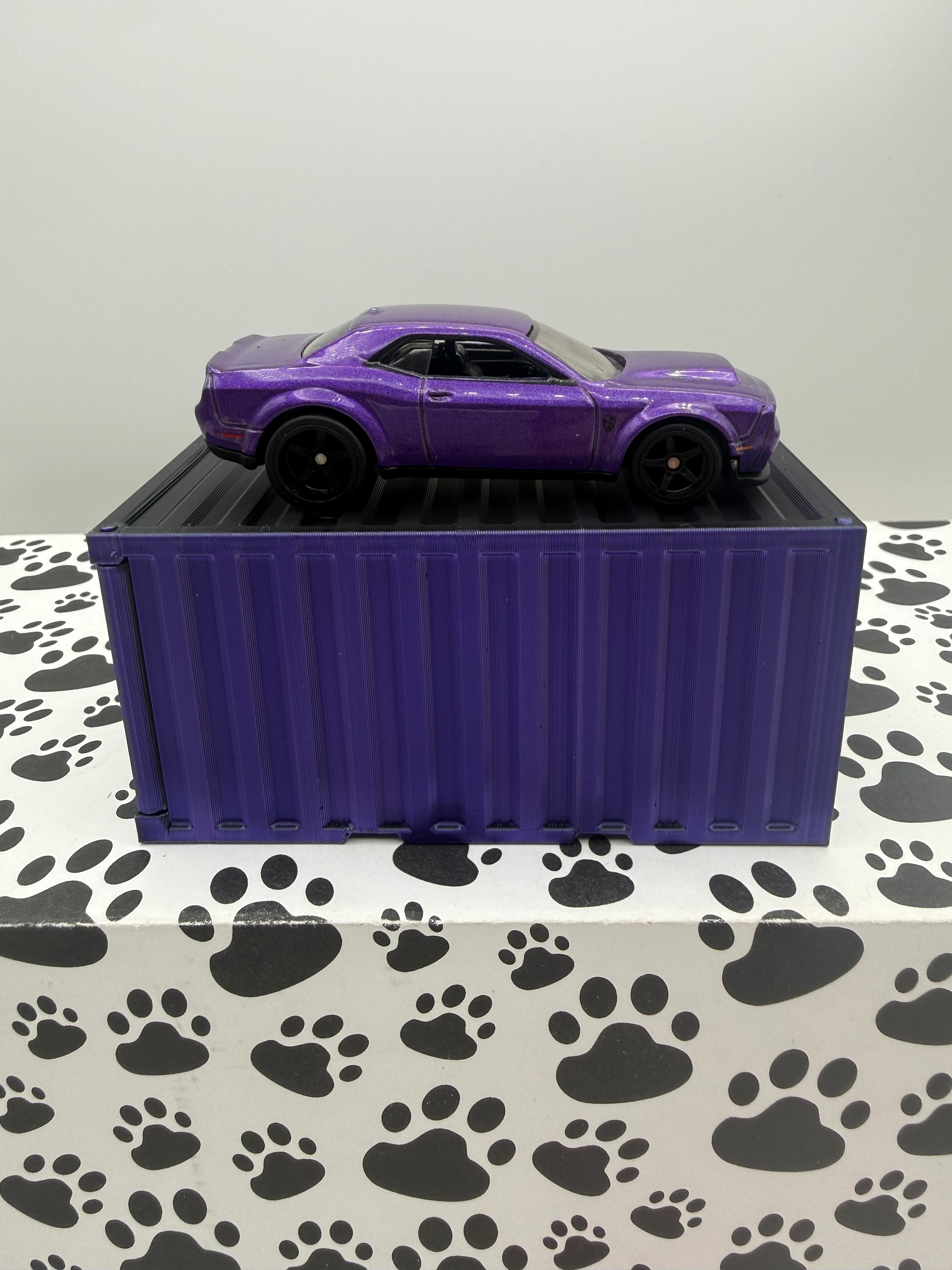 Custom 3D Printed 1/64 scale Shipping Container Color shifting Black/Purple