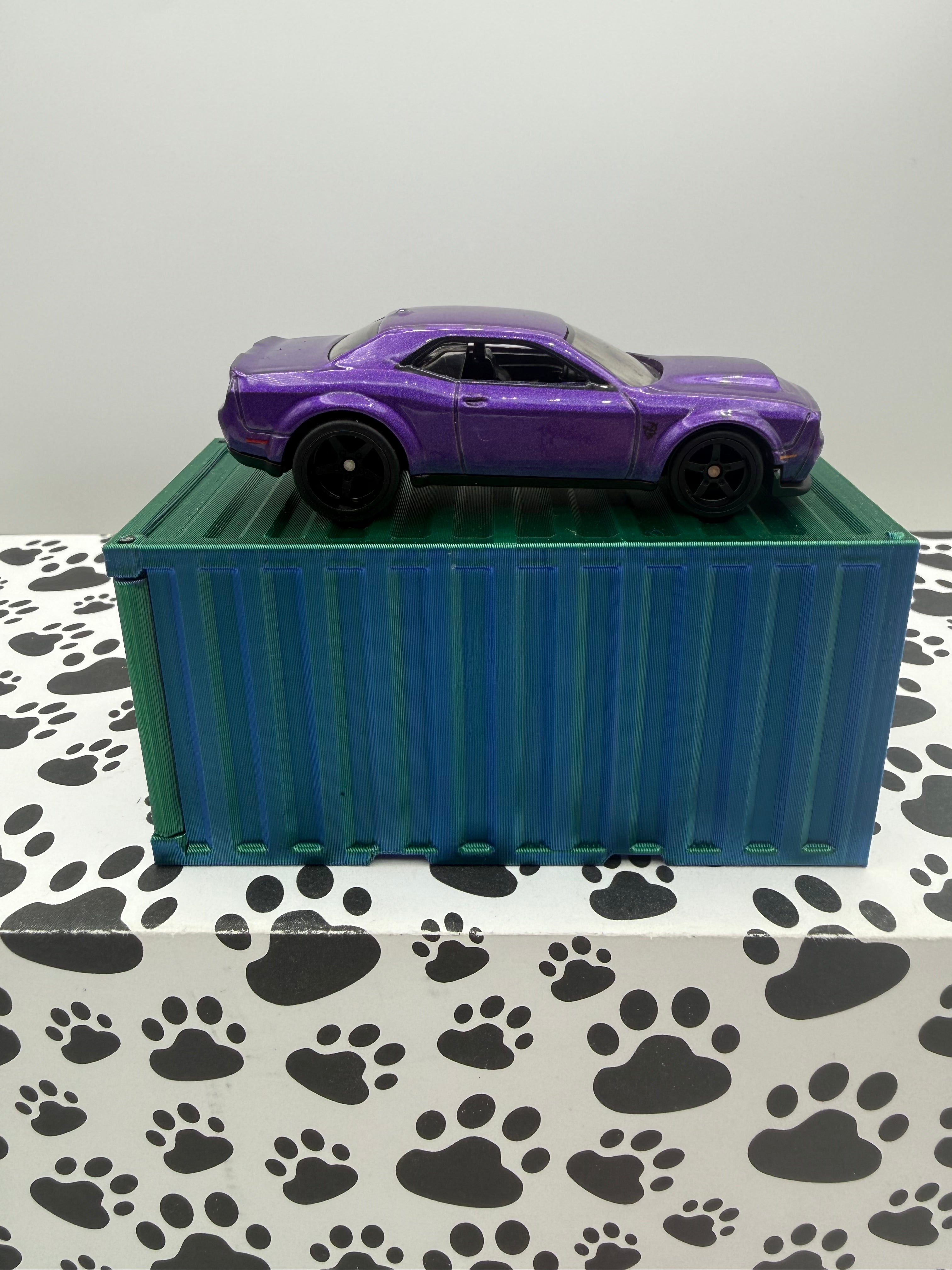 Custom 3D Printed 1/64 scale Shipping Container Chameleon blue/purple/green