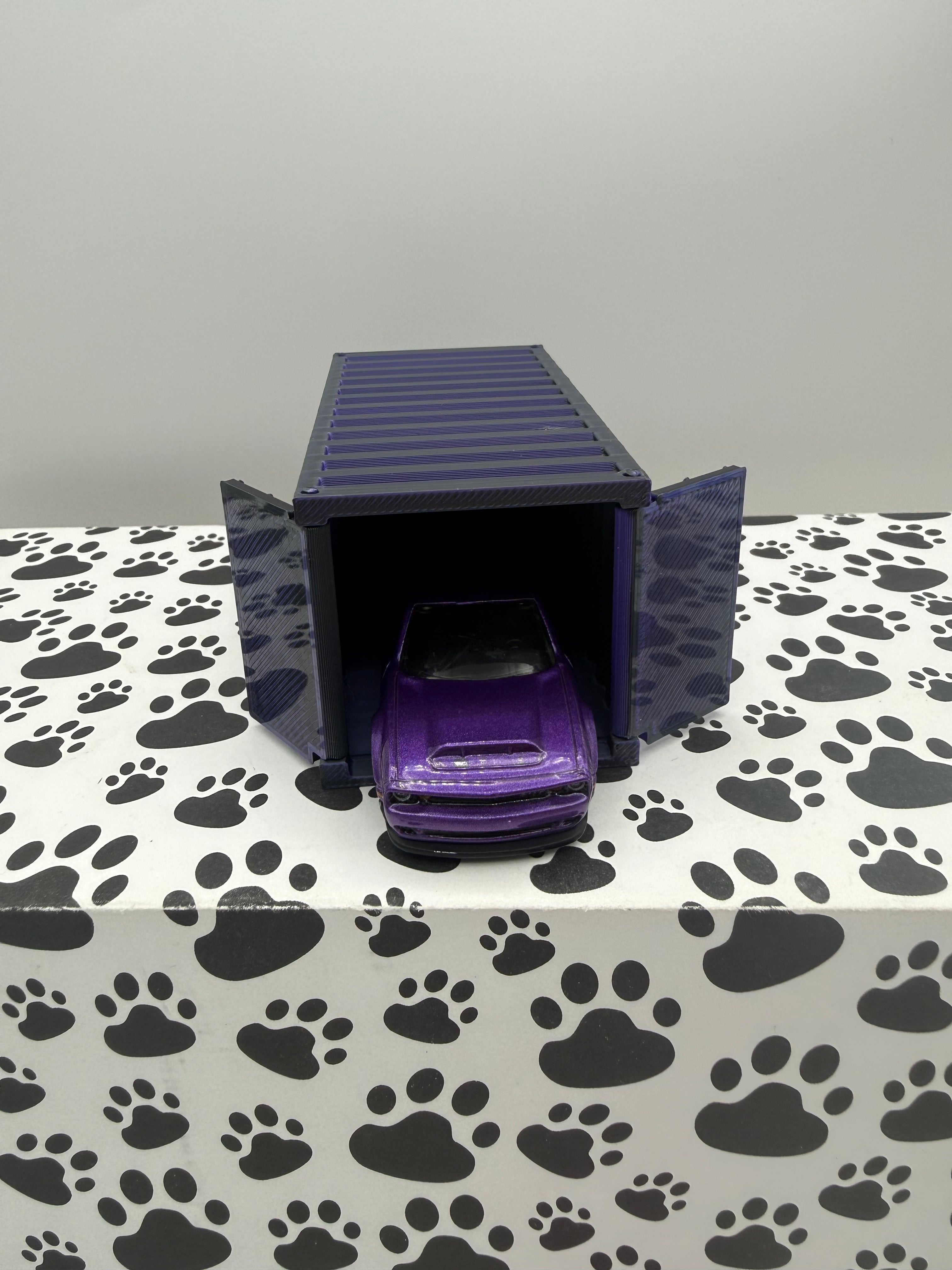 Custom 3D Printed 1/64 scale Shipping Container Color shifting Black/Purple
