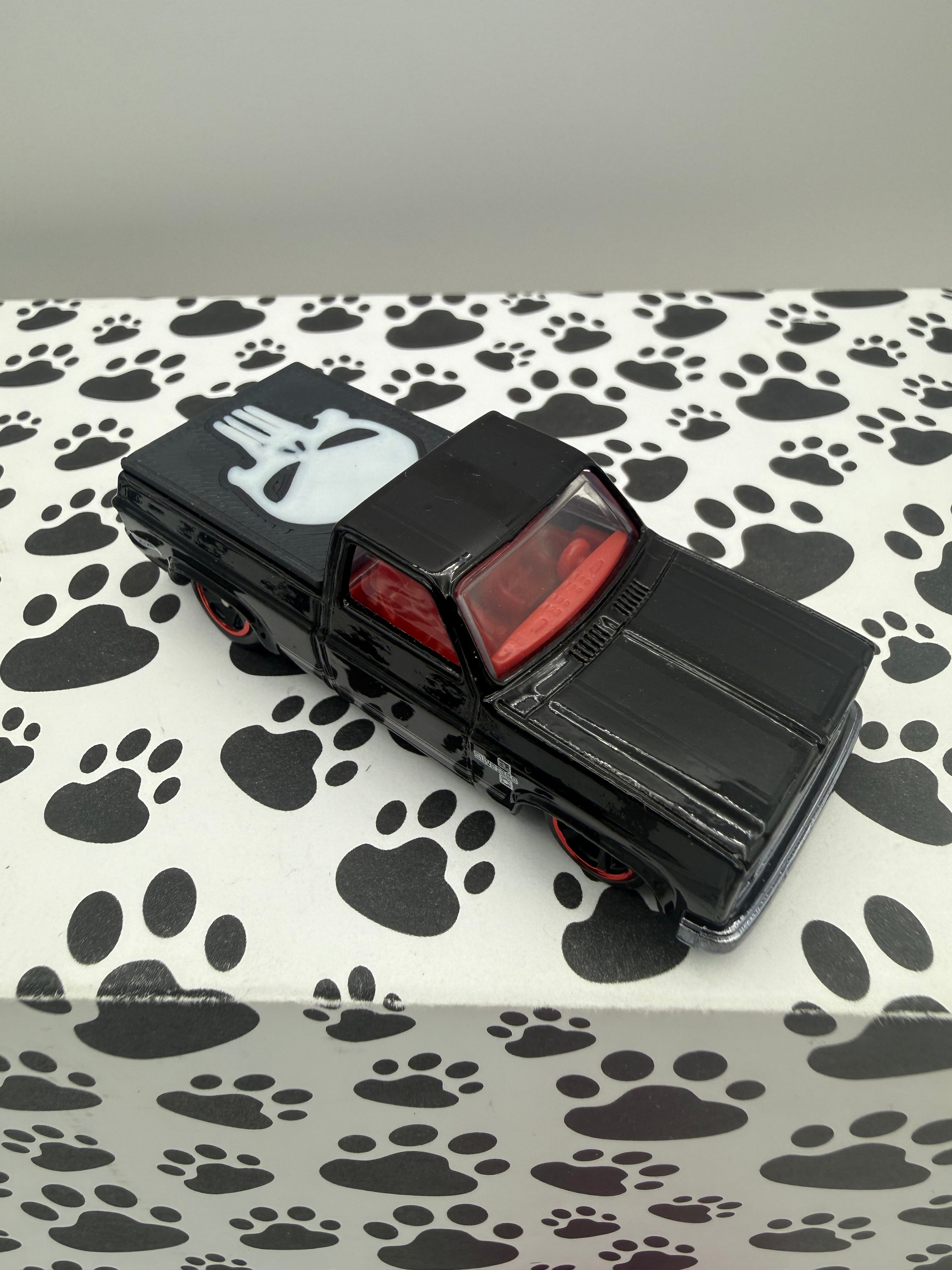 Custom 3D Printed Hot Wheels 83 Silverado bed cover Punisher Skull