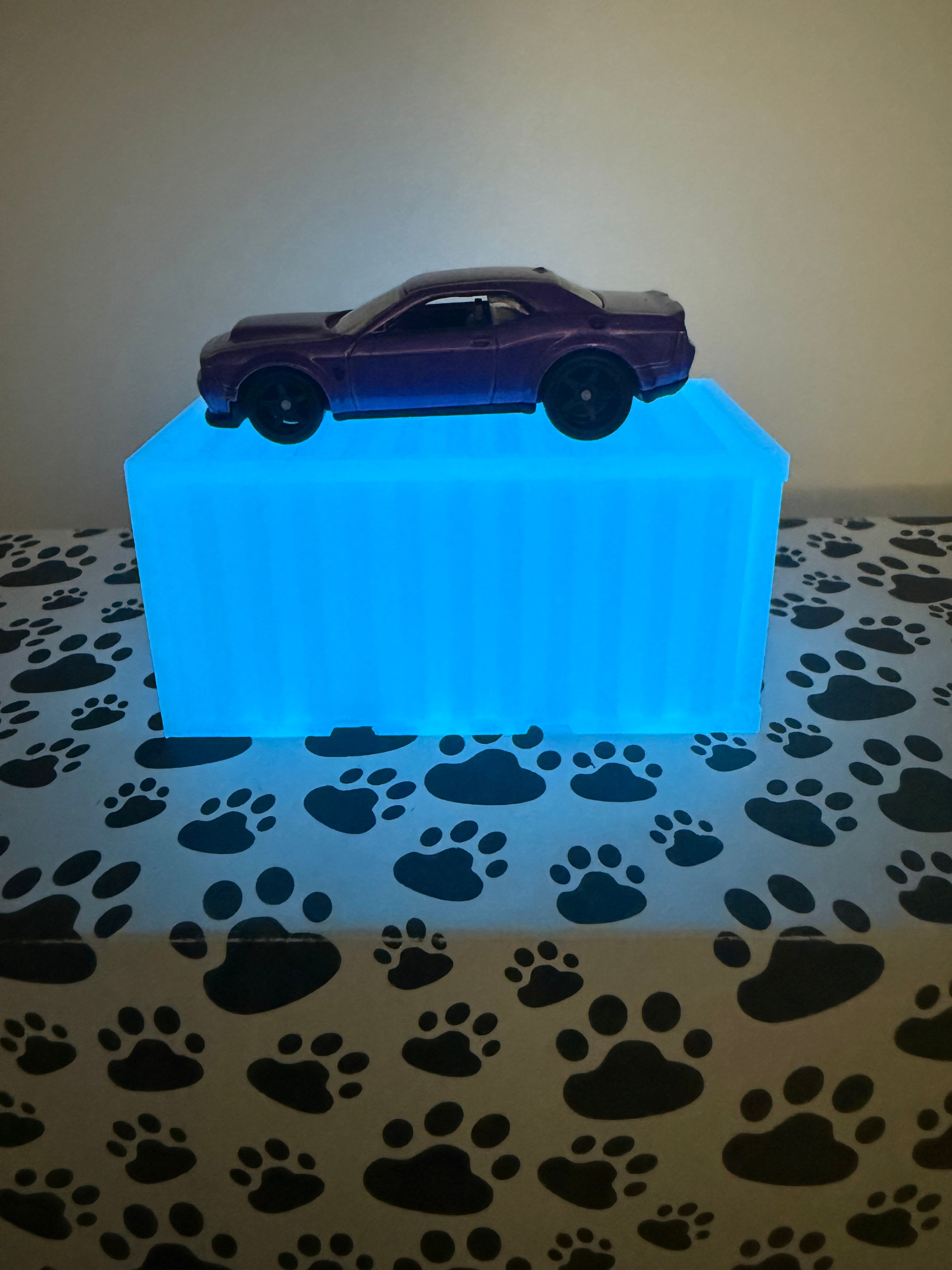 Custom 3D Printed 1/64 scale Shipping Container White/Glow Blue