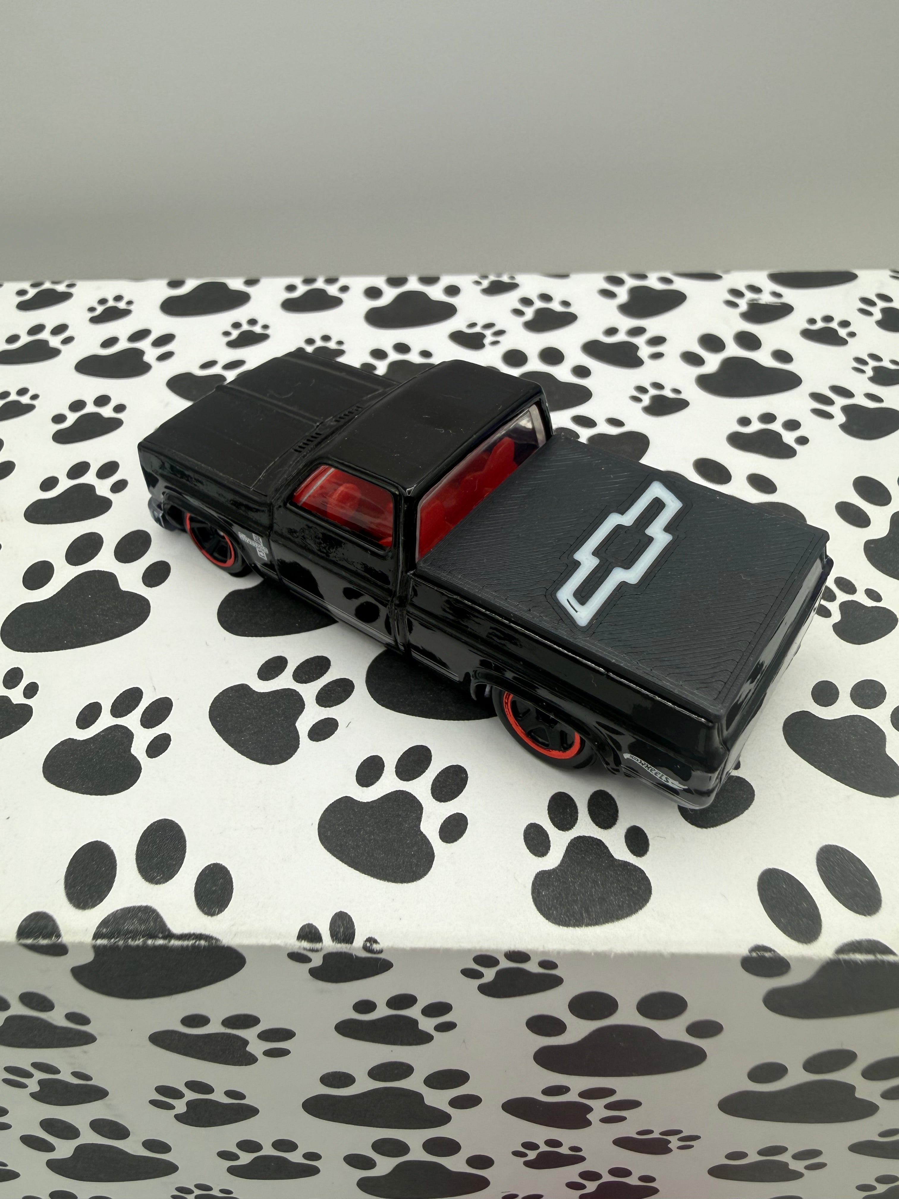 Custom 3D Printed Hot Wheels 83 Silverado bed cover Chevy Bow tie