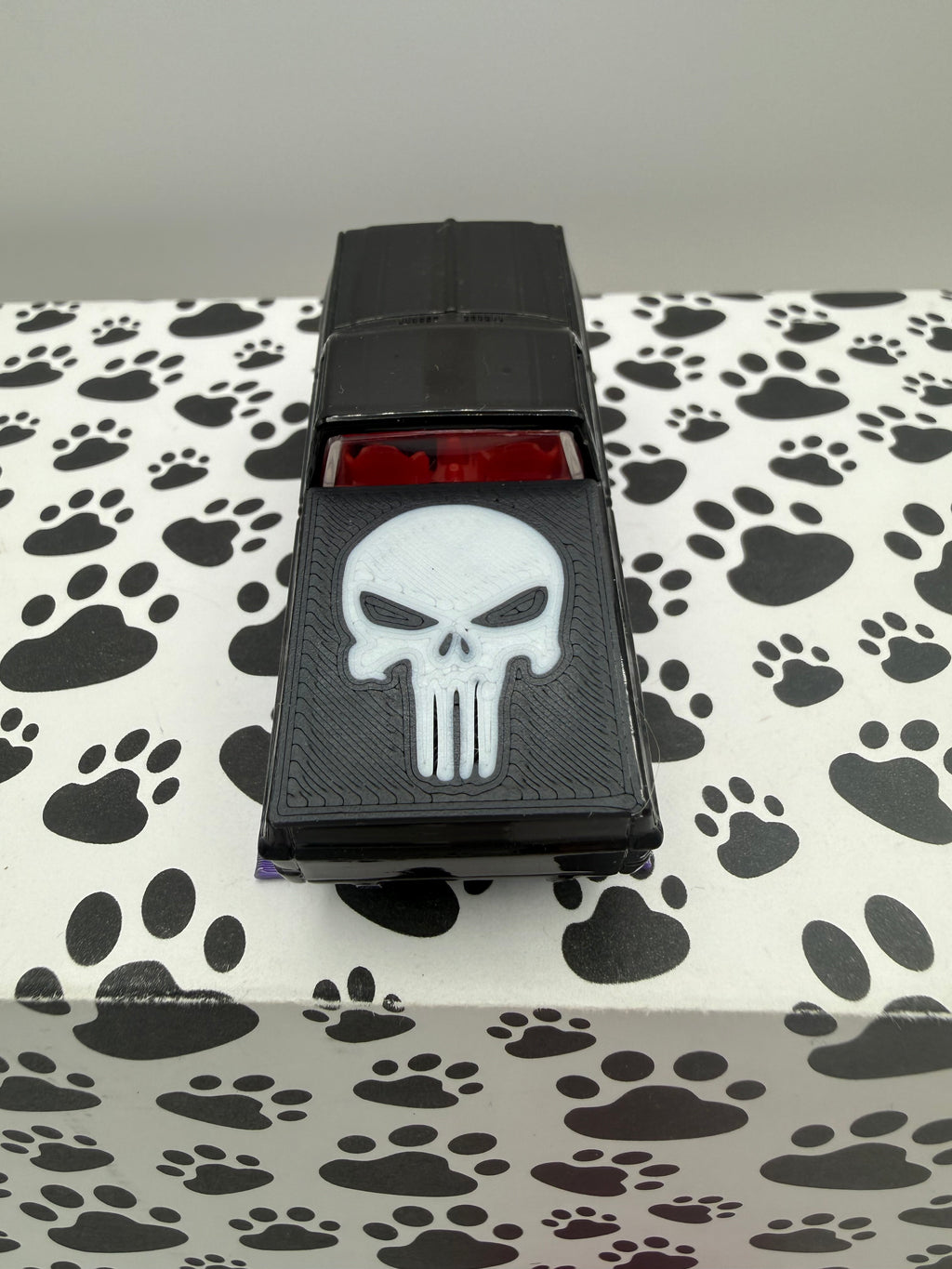 Custom 3D Printed Hot Wheels 83 Silverado bed cover Punisher Skull