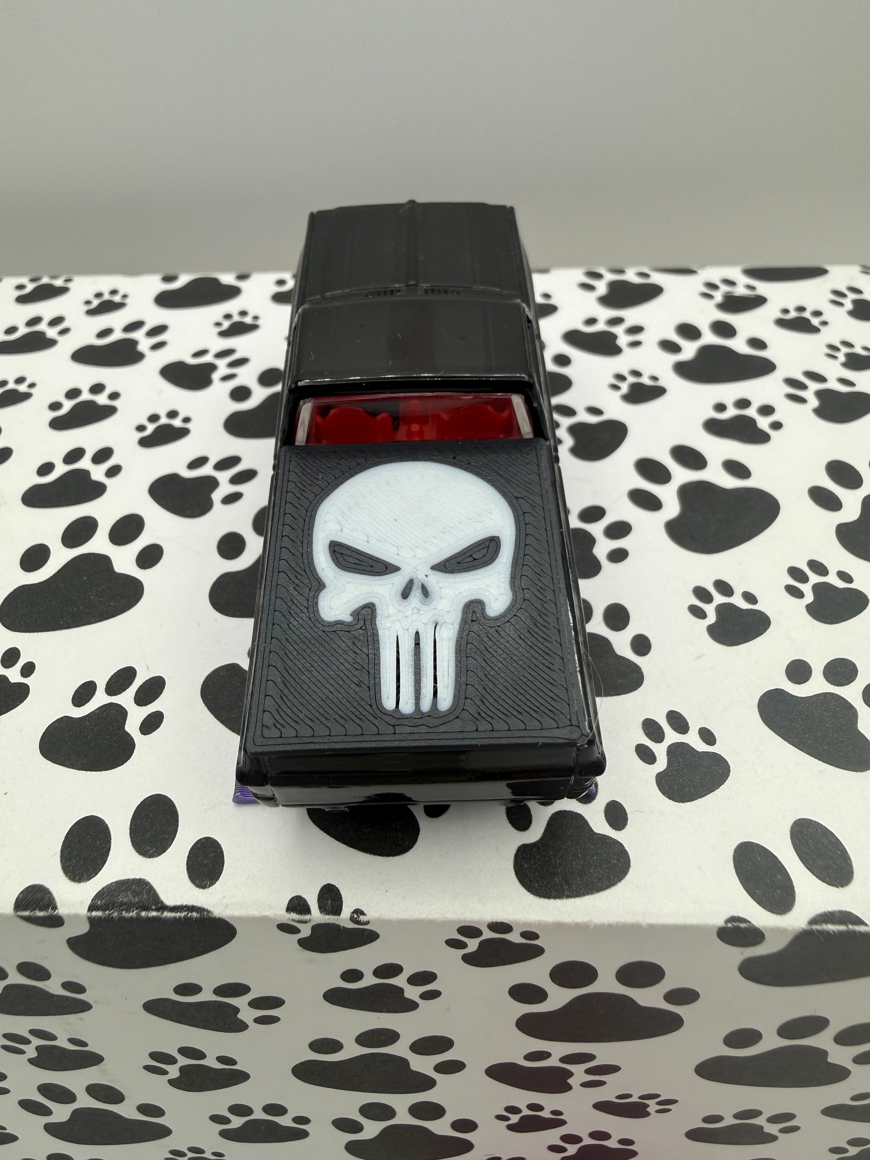 Custom 3D Printed Hot Wheels 83 Silverado bed cover Punisher Skull