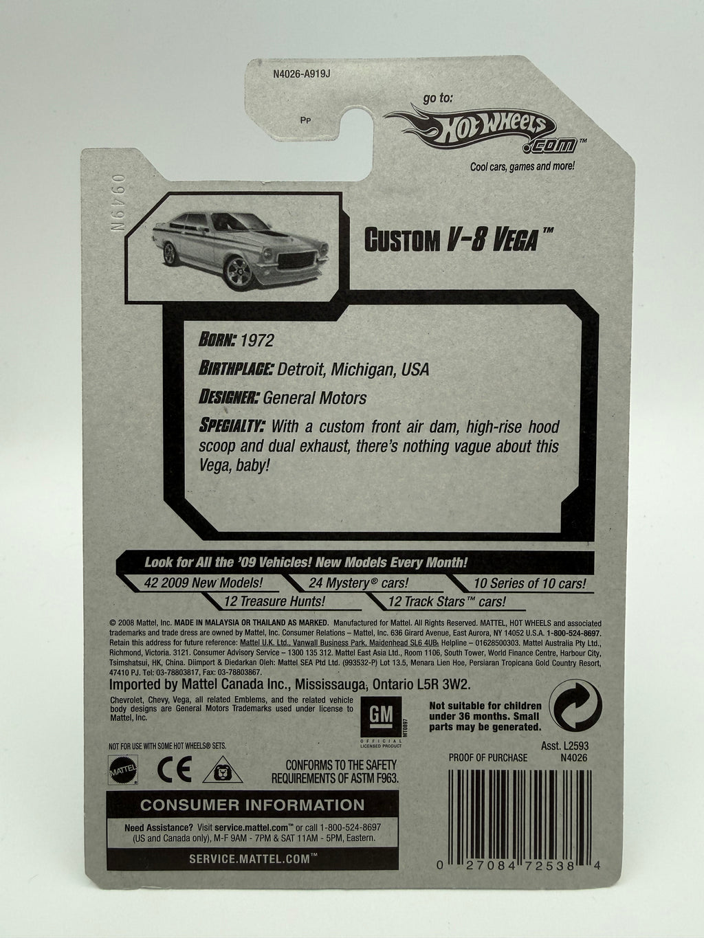 Hot Wheels Custom V-8 Vega Factory Sealed 2009 New Models 23/42 Red