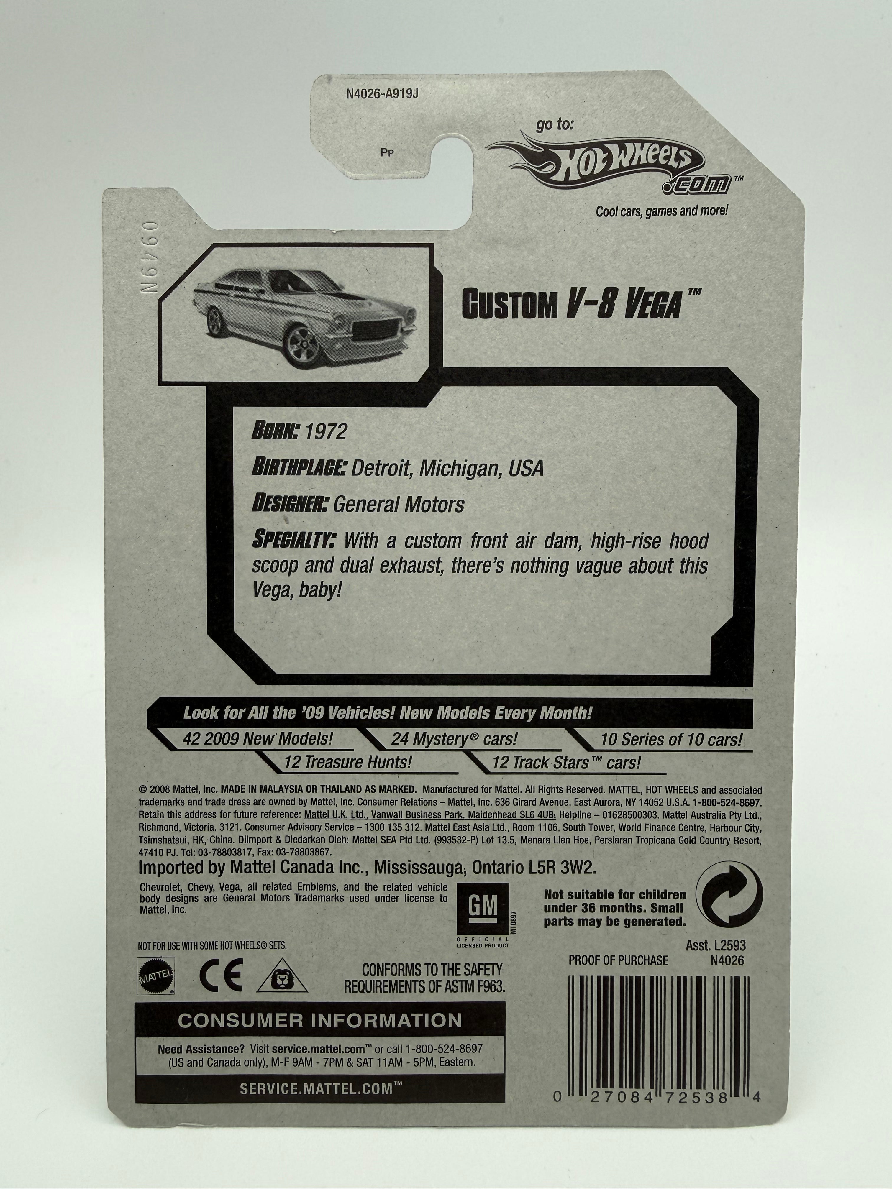 Hot Wheels Custom V-8 Vega Factory Sealed 2009 New Models 23/42 Red
